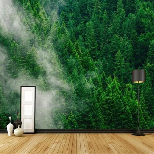 Milofi custom 3D wallpaper mural modern forest fog mountain scenery background wall sofa background bedroom living room