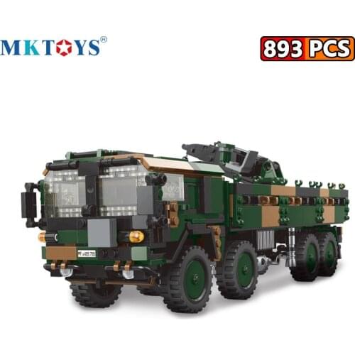 MKTOYS WW2 German Military MOC Bricks LKW KAT1 MIL GL 8X8 Crane Truck Vehicle Building Blocks Gift World War Military Toys Boys