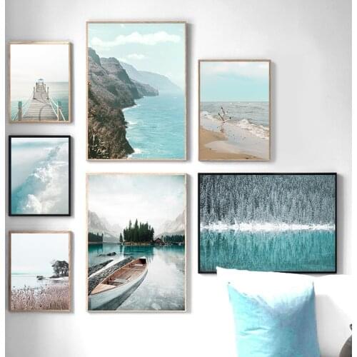 Seaside Seagull Mountain Forest Wall Art Canvas Painting Nordic Posters And Prints Landscape Wall Pictures For Living Room Decor