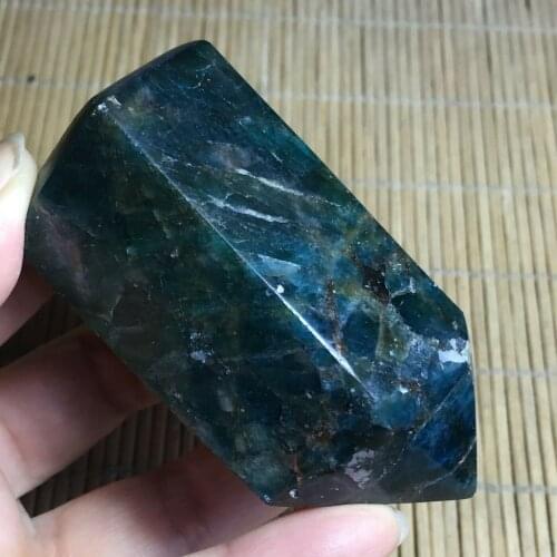 Natural apatite quartz crystal point therapy stick Obelisk