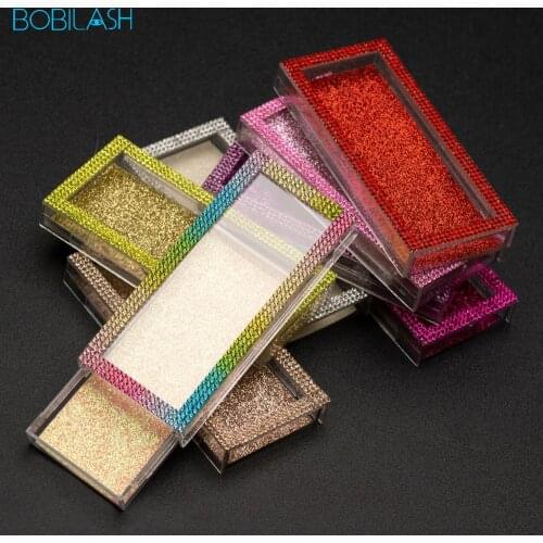 New 5/10/20/30/40pcs Glitter Rhinestone Lash Case Wholesale Magnetic Lashes Packaging Box For 3D Mink Eyelashes
