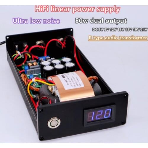2021 New 50W HIF Low ripple Linear power supply Dual output Ultra-low Noise Linear DC 5V - DC24V Optional for DAC tube Preamplif