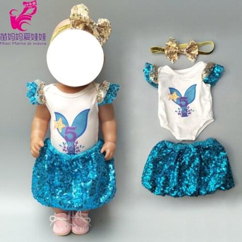 Doll new summer dress for 43cm baby dolls clothes 18" doll bow headband accessories