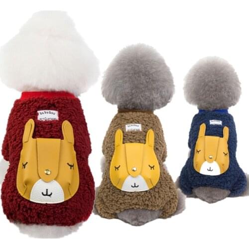 Dog Clothes thickening Jumpsuit Winter Pet Clothes Puppy Double faced velvet Warm Dog Clothing Small Dog Bunny Backpack Costume