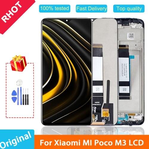 Original 6.53'' IPS Display With frame for Xiaomi Poco M3 LCD Touch Screen Digitizer Assembly For XIAOMI Pocophone M3 M2010J19CG