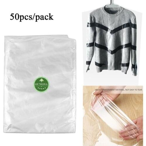 50PCS Clothes Dustproof Cover Plastic Dust Covers Disposable Garment Covers Dust Shield Suit Cover for Home Dry Cleaners Clothes