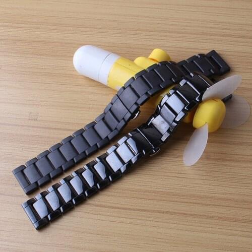 Black Watchband Matte and polished Watch accessories Ceramic Watch strap bracelet 22mm for big wrist band mens strap Watchbands