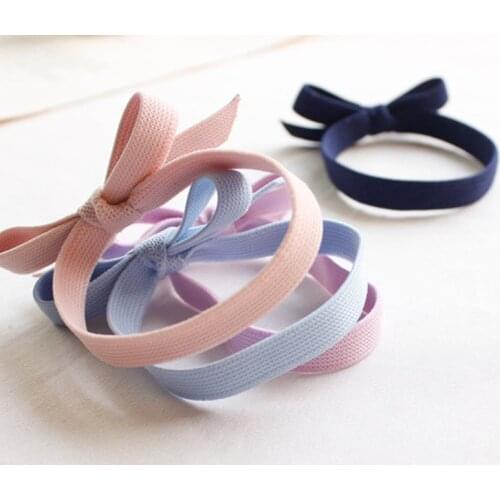 1Pcs 3 Colors Elastic Hair Bands Pink Flat Bow High Elasticity Women Girls Hairband Children Rubber Band kids Strong Elastic
