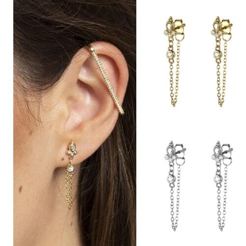 Tassel Piercing Earrings Chain Stud Earrings