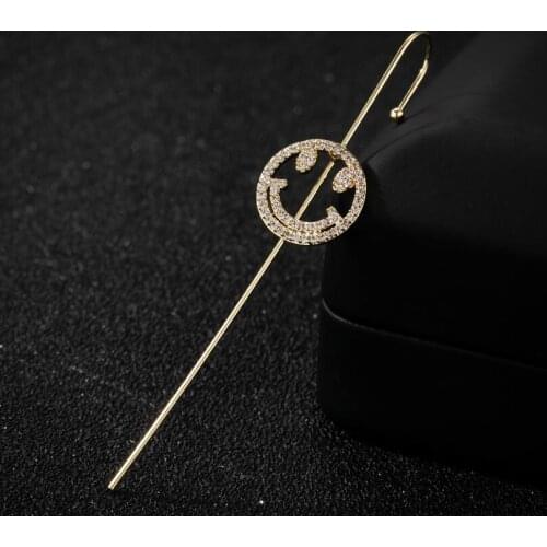 Fashion Crystal Zirconia Stud Earrings for Women Cute Smiling Face Ear Wrap Crawler Hook Earring Ear Cuff Daisy Flower Gifts