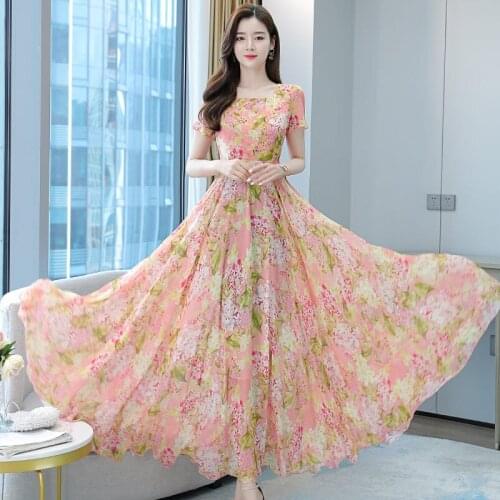French Design Floral Dress Women Summer 2021 New Korean Ladies Slim Plus Size 4XL Dress Elegant Short Sleeve Vestidos zh939