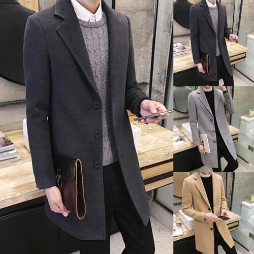 50% Hot Sales Trench Coat Knee Length Buttons Business Style Woolen Trench Coat for Work