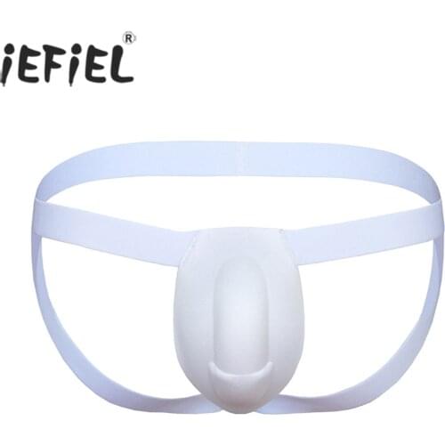 Men Elastic Waistband Sponge Bulge Pouch T-back Open Butt Cutout Sexy Panties Starppy Low Rise Jockstrap G-string Underwear