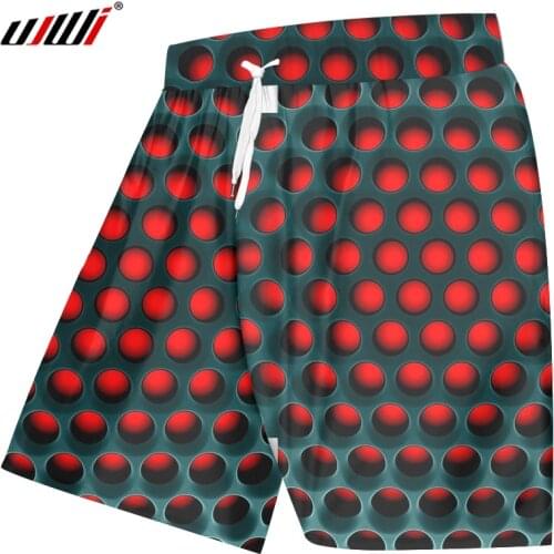 UJWI Male Beach Shorts Fashion Quick Funny 3D Printed Red black mesh Plus Size Costume Homme Shorts 5XL