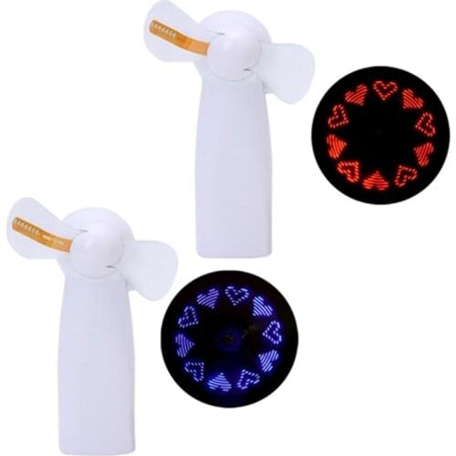 Unique LED Love Pattern Handheld Mini Fan Super Mute Battery Operated for Cooling Cute Whosale&Dropship