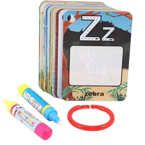 Water Drawing Card 26 Alphabet Coloring Book & 2 Magic Pen Letter Card Painting Board Educational Toys For Kids