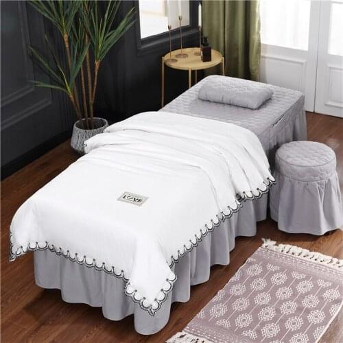4-6pcs Tencel Lace Series Beauty Salon Bedding Sheet Massage Spa Use Duvet Cover Bed Skirt Quilt Sheet Cover Sets Custom Size #a