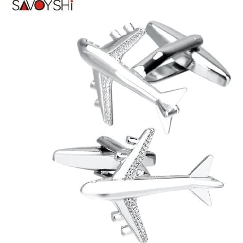 SAVOYSHI Aircraft Shape Cufflinks For Mens French Shirt High Quality Brand Novelty Plane Cuff Buttons Jewelry Fine Gift