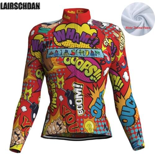 Ropa Bicicleta Mujer Invierno Thermal Fleece Cycling Jersey Women Cyclist Jacket Cartoon Bike Uniform Wear Warm Bicycle Clothing