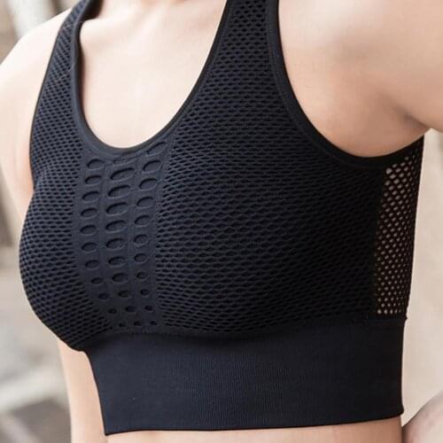 Women Sports Bra Sexy Mesh Breathable Gym Fitness Running Yoga Underwear Top Seamless Sportswear Yoga Bra