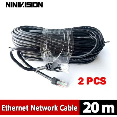 Value 2pcs 20M 65ft cat5 Ethernet Network Cable RJ45 Patch Outdoor Waterproof LAN Cable Wires For CCTV POE IP Camera System