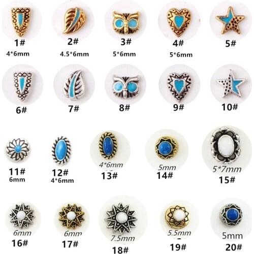 10pcs/lot Japan Korea 3D Alloy Nail Decorations Metal Retro Heart Star Nail Art Accessories DIY Charm Styling Tools Nail Parts