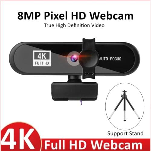 1K/2K/4K Webcam Full HD 1080P Web Camera With Microphone Lens Cover Audio Autofocus 8MP Webcams For PC Computer Laptop USB Plug