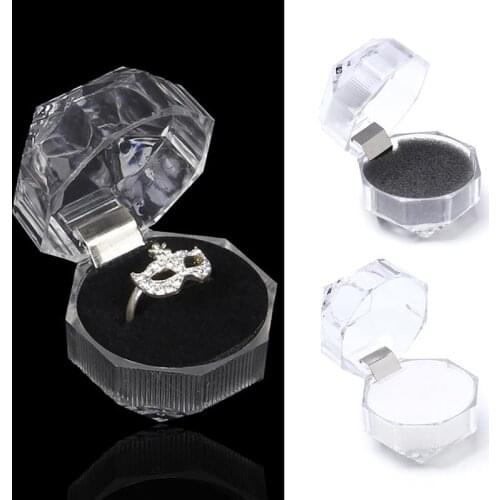 20Pcs/set Portable Transparent Ring Boxs Crystal Acrylic Earring Display Box Wedding Jewelry Package Box Ring Organizer Storage