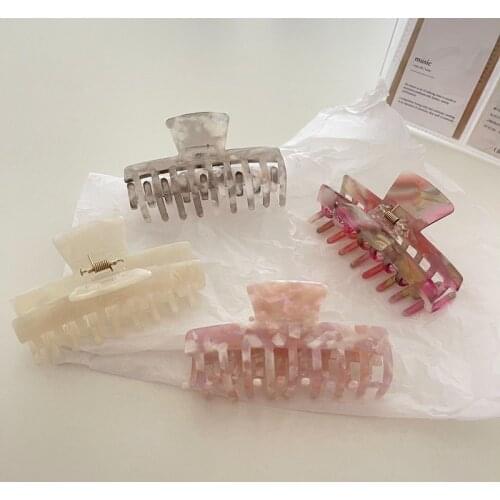 2021 Ins Elegant Large Acetate Grab Clip Multicolor Hairpin Bath Hair Catch Shark Clip For Women Hair Accessories Hair Style Mak