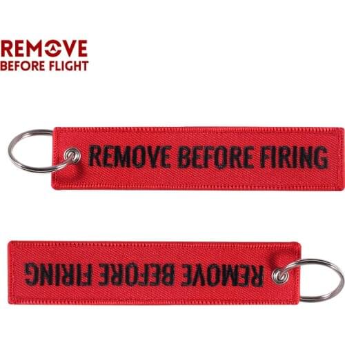 50 PCS REMOVE BEFORE FIRING Fashion Jewelry Chain Keychain for Fire Fighters Keychain Embroidery Key Rings Custom Sleutelhanger