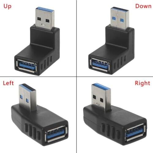 90 degree USB 3.0 A male to female Left and right angled adapter USB 3.0 AM/AF Connector for laptop/PC Computer Black X6HB