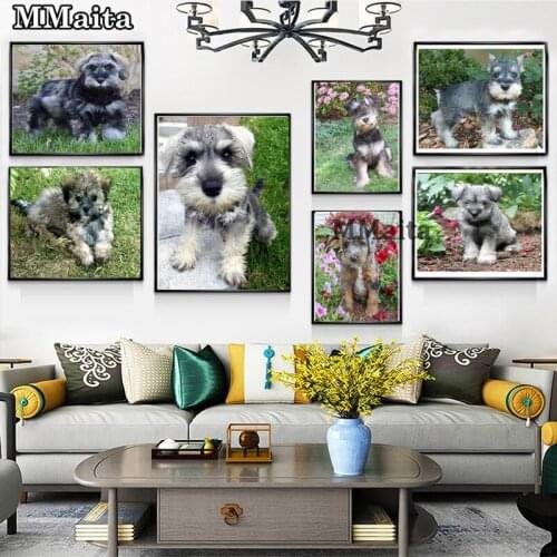 Full square diamond embroidery schnauzer Dog 5d diy diamond painting cross stitch animal Mosaic Painting Living Room art GG5649