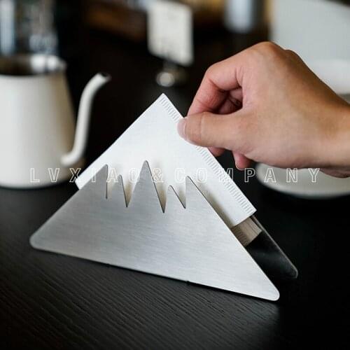 Watchget Stainless Steel Mountain Shape Hand Drip Coffee Filter Paper Holder V60 Decorative Cone Coffee Filter Rack