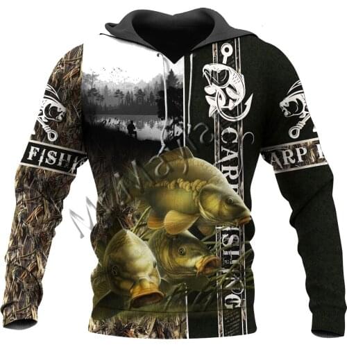 Cool Fashion 3D Print Animal Carp Fishing Camo Men Women Sportswear Casual Hoodies / Zipper / Sweatshirts / Jackets / Tops S-148