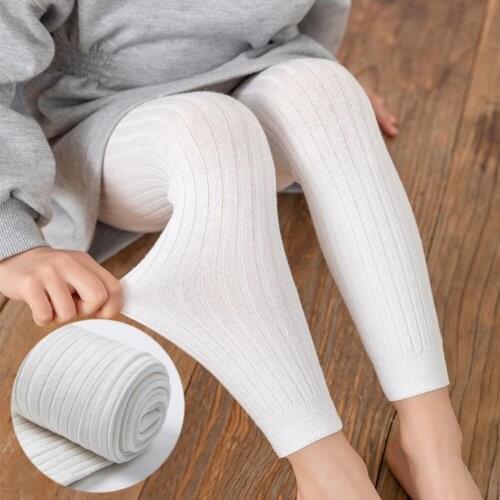 New Arrival Autumn Double Needle Leggings Girl Combed Cotton Ribbed Leggings Baby Soft Lace Knitted Pant Leggings