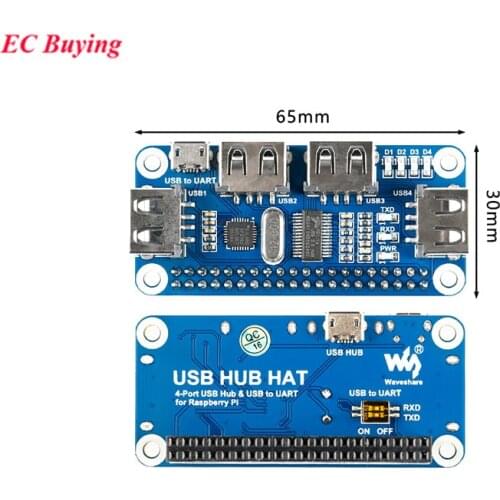 Raspberry Pi Zero/Zero W/Zero WH USB HUB HAT Development Board Expansion Module 4B/3B+/3A+/3B/2B/B+/A+ 4 Ports USB to UART GPIO