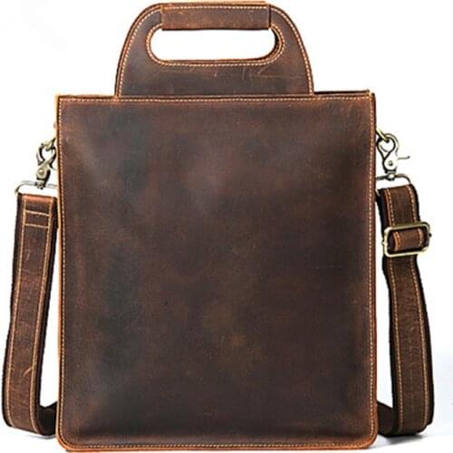 Man Genuine Leather Business Bag Men Shoulder Messenger Bags High Quality Male Crazy horse cowhide Retro travel travel Handbags