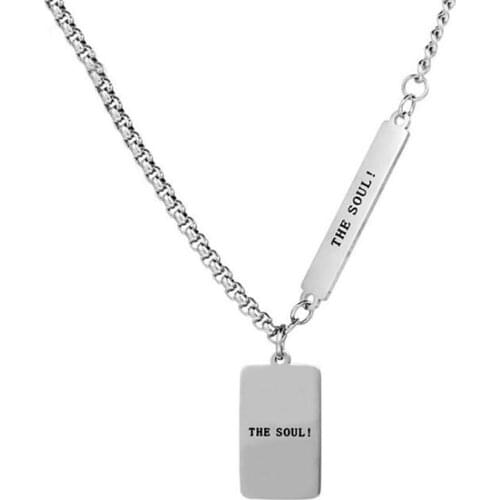 Stainless Steel Minimalism Hip Hop Men Long Chain Pendant Necklace Rectangle The Soul Necklaces Jewellery Gift For Him