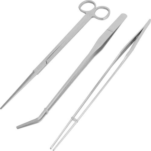 3pcs Aquarium Tweezers Set For Aquarium Fish Tank Live Plants Fish Tank Cleaning Tool Sets Stainless Steel Scissors Set
