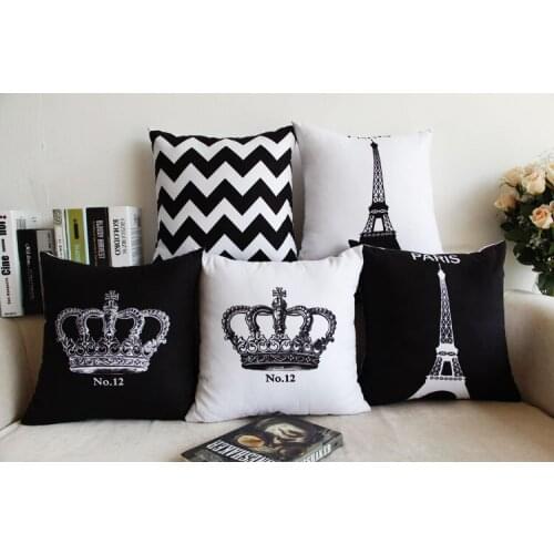 Pillow Case Black and White Pattern Pillowcase Cotton Velvet Printed 18x18 Inches Geometry Euro Pillow Covers Free Shipping