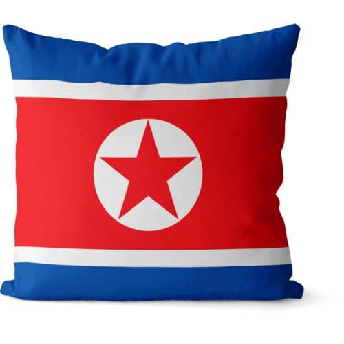 Flag of North-Korea square pillowcase pure cotton linen pillowcase party home decoration sofa cushion cover 45x45cm 40x40