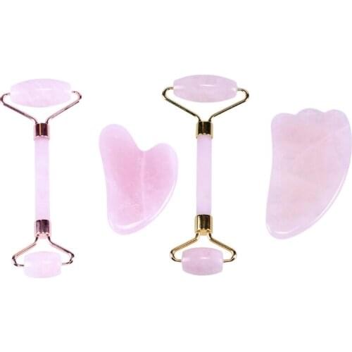 M89F Jade Roller for Face and Gua Sha Set - Beauty Cosmetic Facial Skin Roller Massager Tool - Original Handcraft Natural