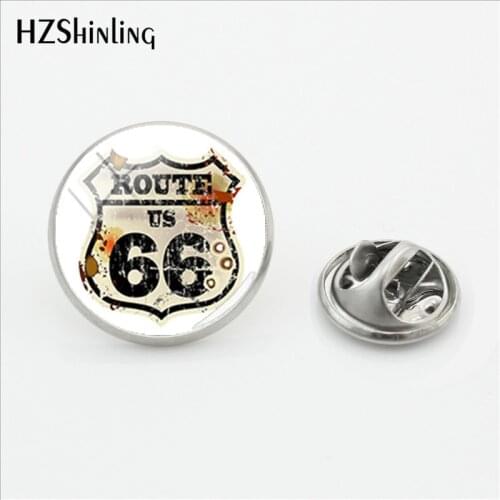 2018 New Historic Route 66 USA Butterfly Brooches Pins Route US 66 Lapel Pin Glass Dome Jewelry Jewelry Lapel Pins