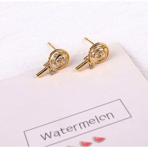 New Korean Creative Small Fresh Shiny Crystal Lollipop Earrings Women Cute Girl Childrens Candy Earring Jewelry Gift