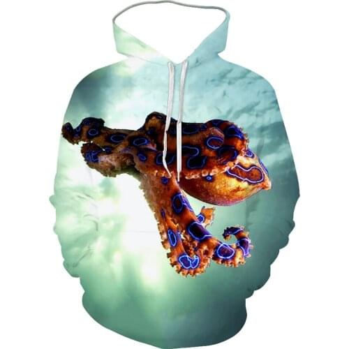 3D Marine Life Spring And Autumn New Creative Mens Printed Hoodie Fashion Octopus Sports Baseball Shirt Can Be Customized