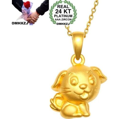 OMHXZJ Wholesale European Fashion Woman Girl Party Wedding Gift Dog 24KT Yellow Gold Pendant Necklace NA182