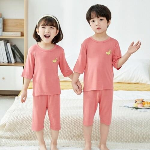 2 to 12 Years 2021 New Summer Girls Kids Pajamas Set Short Sleeves Sleepwear For Toddler Girls Cotton Pyjamas Set Clothes