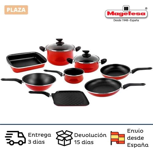 Prague MAGEFESA kitchen Set (pans, pots, pans, cazos, tartera, wok) vitrified enameled steel suitable for inducing
