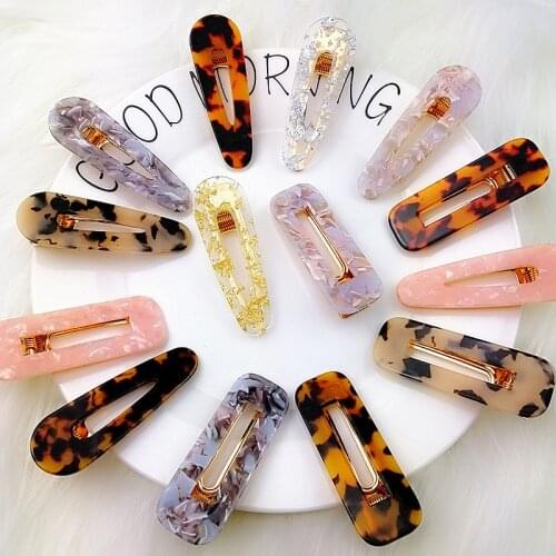 1PC New Women Girls Acrylic Hollow Waterdrop Rectangle Hair Clips Tin Foil Sequins Hairpins Barrettes Headbands Hair Accessories