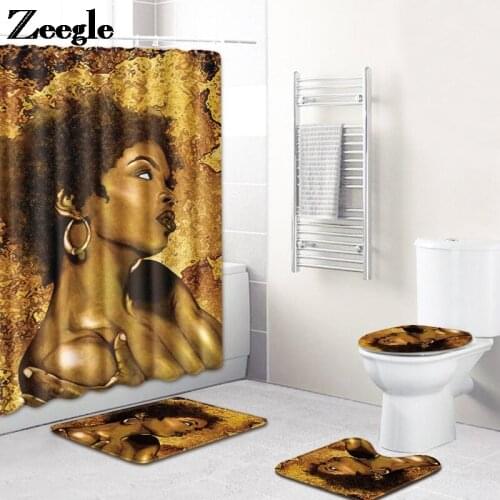 Sexy Beauty Print Bath Mat and Shower Curtain Set Flannel Foot Mats Set Bathroom Decor Carpet Absorbent Toilet Rugs Set